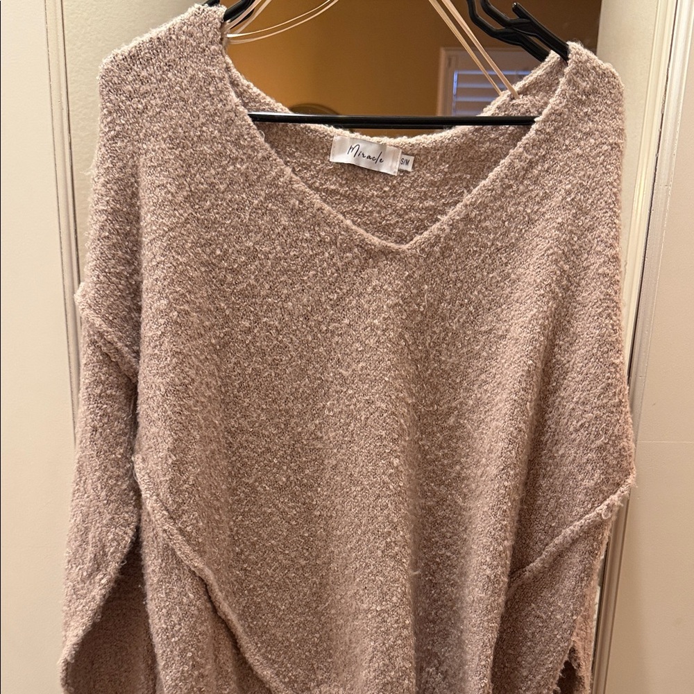 Miracle V-Neck Sweater in Soft Beige - Picture 2 of 4